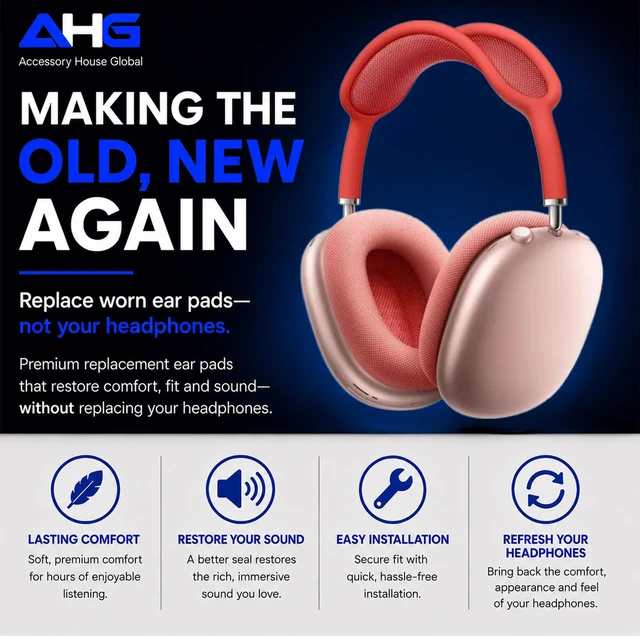 Alt view image 2 of 7 - Premium Ear Cushions Compatible with Apple AirPods Max Headphones Pink Silicone Lined Mesh High-Density Foam Strong Magnet Ear Pads