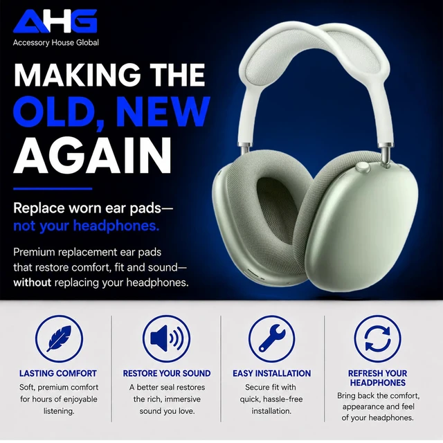 Alt view image 2 of 7 - Premium Ear Cushions Compatible with Apple AirPods Max Headphones Green Silicone Lined Mesh High-Density Foam Strong Magnet Ear Pads