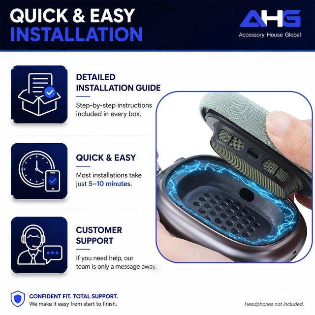 Alt view image 7 of 7 - Premium Ear Cushions Compatible with Apple AirPods Max Headphones Green Silicone Lined Mesh High-Density Foam Strong Magnet Ear Pads