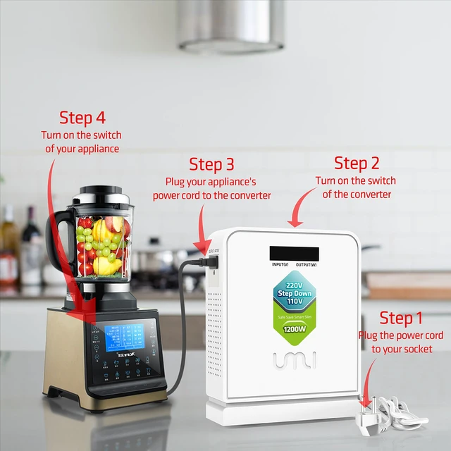 Alt view image 5 of 7 - Step Down Transformer 220V to 110V 1200W Use US Appliances to Europe Voltage Converter 240v to 120v,Canada Japan Equipment Use in Asia,Heavy Duty,2 Output 100V 110,Safe and Effective,White