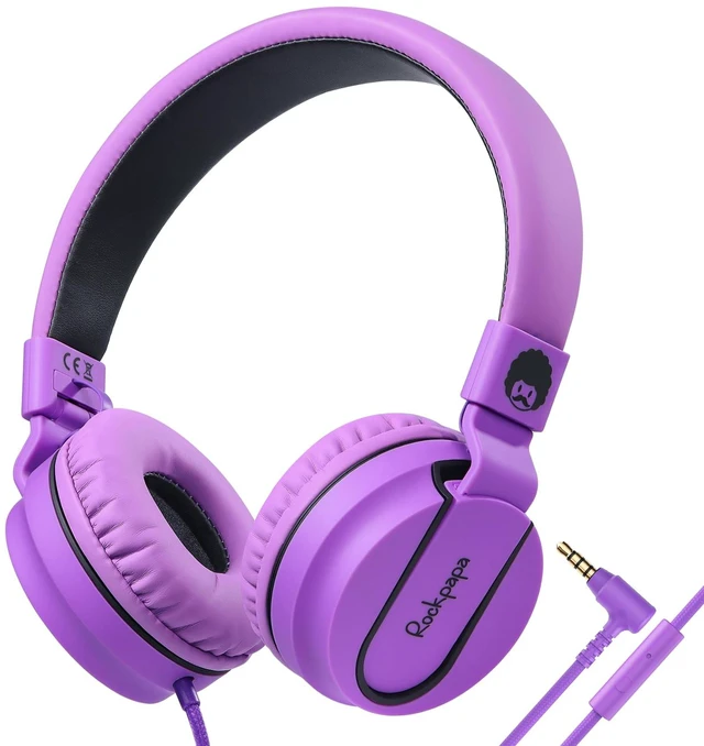 Main image of 950 On-Ear Wired Headphones for Kids for School w/Mic & 3.5mm Foldable Portable Lightweight Corded Head phones for Boys Girls Childs / Laptop Phones Tablets Chromebooks MP3 Purple