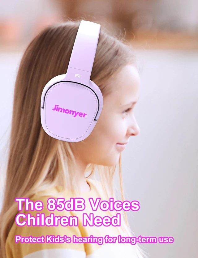 Alt view image 2 of 7 - Kids Headphones for School, 3.5mm Jack Wired Headphones for Kids with Safe Volume Limiter, HD Stereo Sound On-Ear Girls Boys Toddler Headphone for Tablet, iPad, Kindle(Pink)