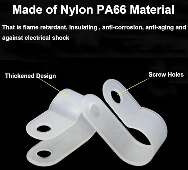 Alt view image 3 of 7 - 50Pcs 1 Inch R-Type Nylon Cable Clamps for Cable Wire Management Durable Nylon Material, R-Shape Cable Holder, 1 Inch Opening Size, Multi-Hole Mount Base, Neat Wire Organization