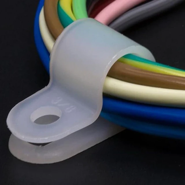 Alt view image 4 of 7 - 50Pcs 1 Inch R-Type Nylon Cable Clamps for Cable Wire Management Durable Nylon Material, R-Shape Cable Holder, 1 Inch Opening Size, Multi-Hole Mount Base, Neat Wire Organization