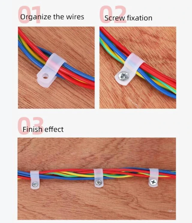 Alt view image 5 of 7 - 50Pcs 1 Inch R-Type Nylon Cable Clamps for Cable Wire Management Durable Nylon Material, R-Shape Cable Holder, 1 Inch Opening Size, Multi-Hole Mount Base, Neat Wire Organization