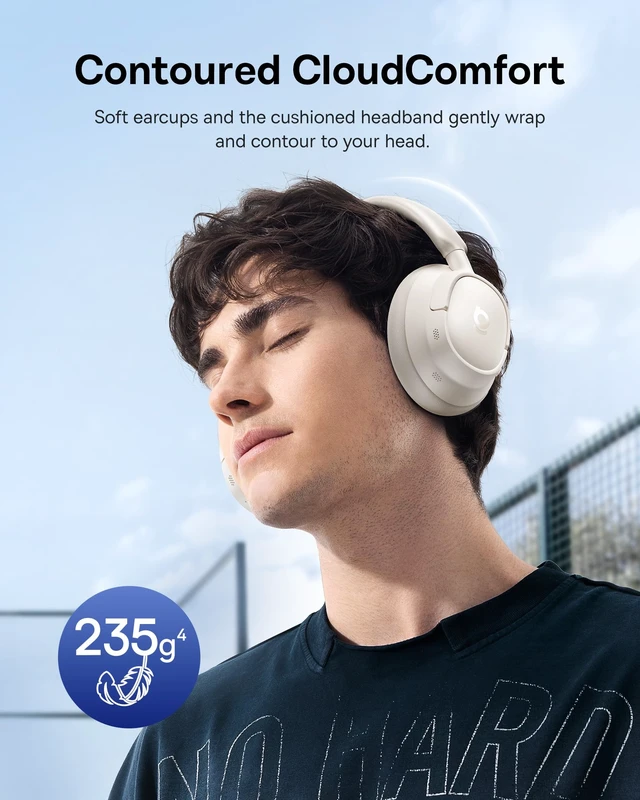 Alt view image 4 of 7 - Bass BH1 NC Adaptive Active Noise Cancelling Headphones, Real-Time Adaptive Hybrid ANC, SuperBass 2.0, LDAC Hi-Res Sound, 80H Playtime, 5-Mic AI Clear Calls, Comfortable Fit, Bluetooth 6.0