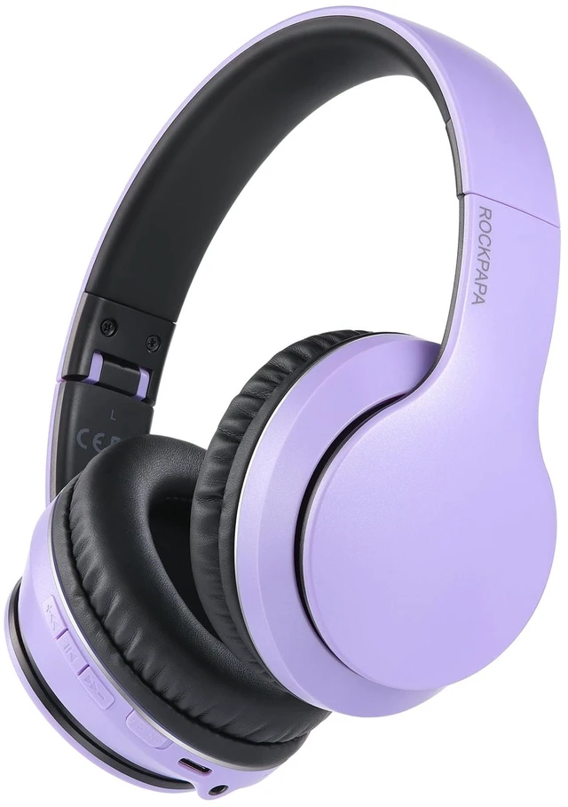 Main image of E7 Wired/Wireless Bluetooth Headphones with Mic, 25 Hours Playtime 2 in 1 Wire less Blue tooth Head Phones Foldable Lightweight for Kids Boys Girls Youth in School Airplane Car Purple