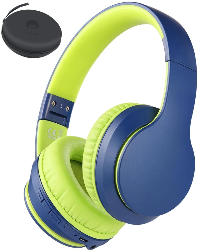 Main image of Wired/Wireless Bluetooth Headphones with Mic & Case, 25Hrs Battery 2 in 1 Wire less Blue tooth Head Phones Foldable Lightweight Portable for Kids Boys Girls Youth in School Airplane Car Blue