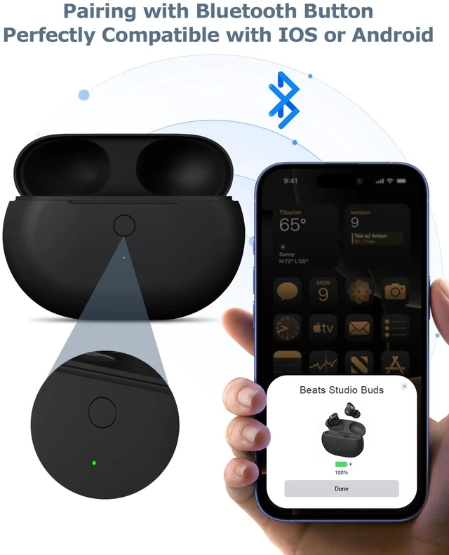 Alt view image 4 of 7 - Charging Case Replacement for Studio Buds & Studio Buds+: 660mAh Earbuds Charger Case with Bluetooth Sync Button & USB-C Cable
