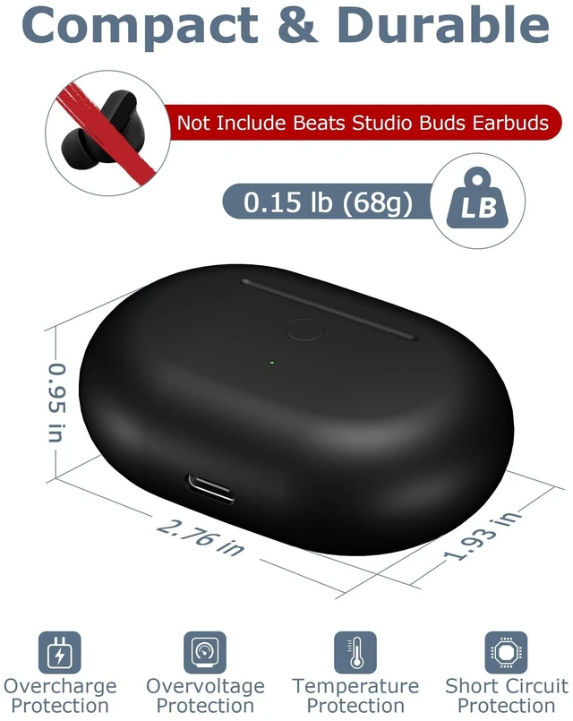 Alt view image 5 of 7 - Charging Case Replacement for Studio Buds & Studio Buds+: 660mAh Earbuds Charger Case with Bluetooth Sync Button & USB-C Cable