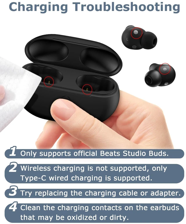 Alt view image 7 of 7 - Charging Case Replacement for Studio Buds & Studio Buds+: 660mAh Earbuds Charger Case with Bluetooth Sync Button & USB-C Cable