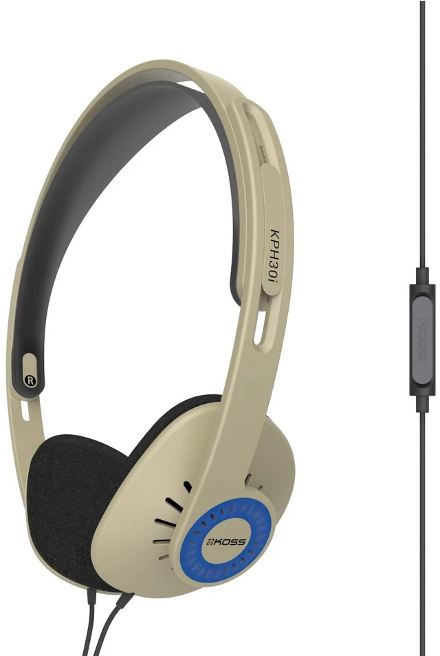 Main image of KPH30i Retro Style On-Ear Headphones, Rhythm Beige, Microphone, Wired In-Line Microphone and Touch Remote Control, D-Profile Design, 3.5mm Jack