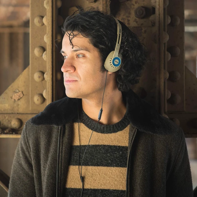 Alt view image 7 of 7 - KPH30i Retro Style On-Ear Headphones, Rhythm Beige, Microphone, Wired In-Line Microphone and Touch Remote Control, D-Profile Design, 3.5mm Jack