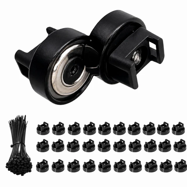 Main image of Heavy-Duty Magnetic Zip Tie Mounts,30Pcs Multipurpose Cable Holder with Nylon Cable Ties (100 Pieces) for Efficient Wire Management