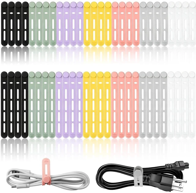 Main image of 56Pcs Silicone Cable Ties Reusable, Multipurpose Cable Management Organizer, Adjustable Fastening Cable Straps with Locking Buckles, High Elasticity Cord Organizer, Travel Essentials