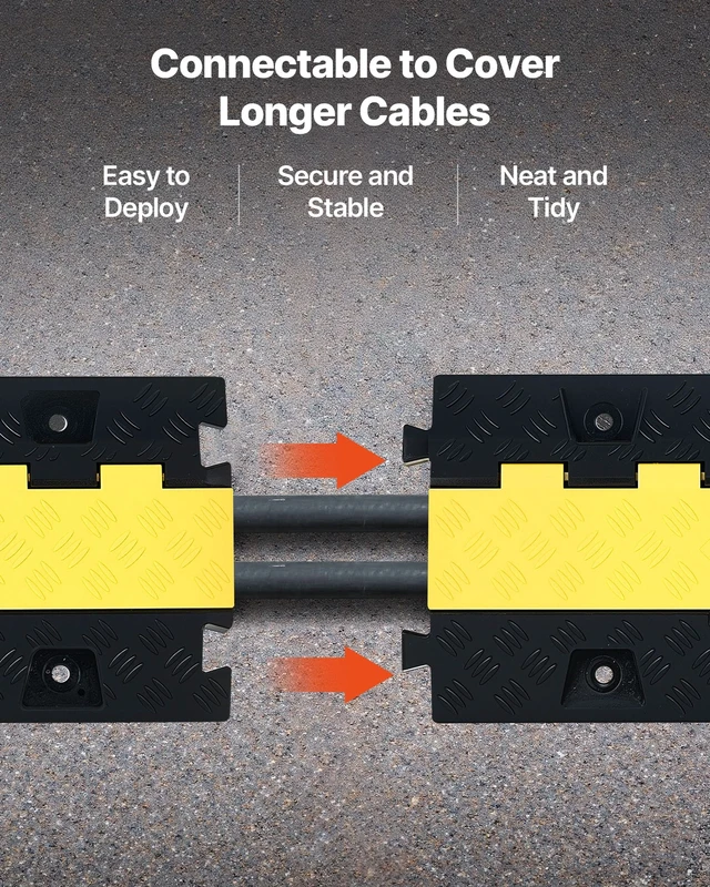 Alt view image 6 of 7 - Cable Protector Ramp, 22,000 lbs/axle Capacity, 2 Channel Heavy Duty TPU Cord Hose Wire Cover, 1.2 x 1.1 in Channel, Traffic Speed Bump with Flip-Open Top Cover, for Indoor Outdoor Use, 3 Pack
