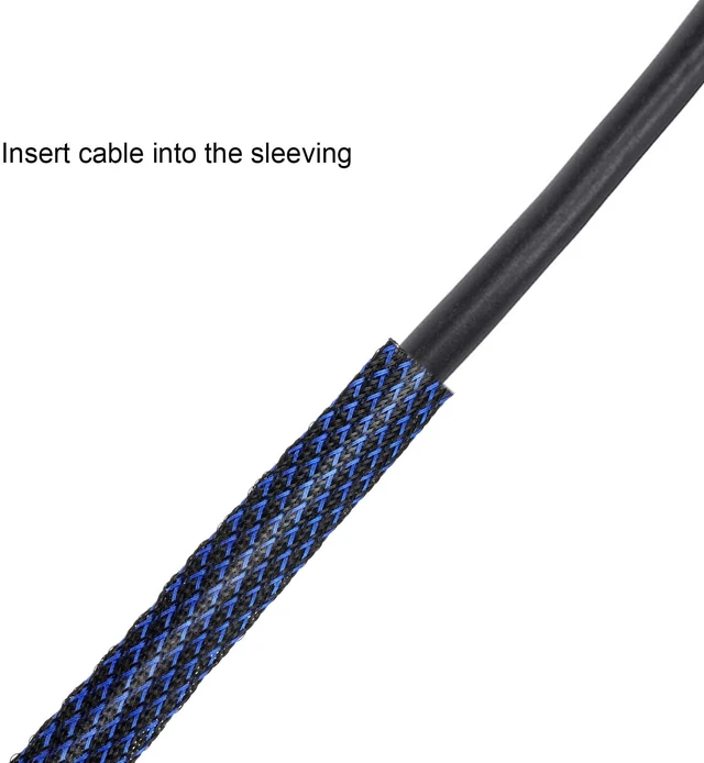 Alt view image 4 of 6 - 96ft Wire Loom Braided Cable 1/2, 1/4, 3/8 Inch,Red,Blue and Black Wire Loom Braided Cable Sleeve Covers, with 127 Heat Shrink for Audio Video Cables, Protects from Pets, Flexible Organizer