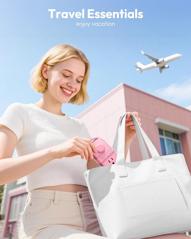 Alt view image 4 of 6 - Pink Travel Power Strip,Travel Essentials 4 Outlets 3 USB(1 C) with 4FT Wrapped Extension Cord Flat Plug, Cruise Essentials 2026 for Hotel Travel Cruise Essentials