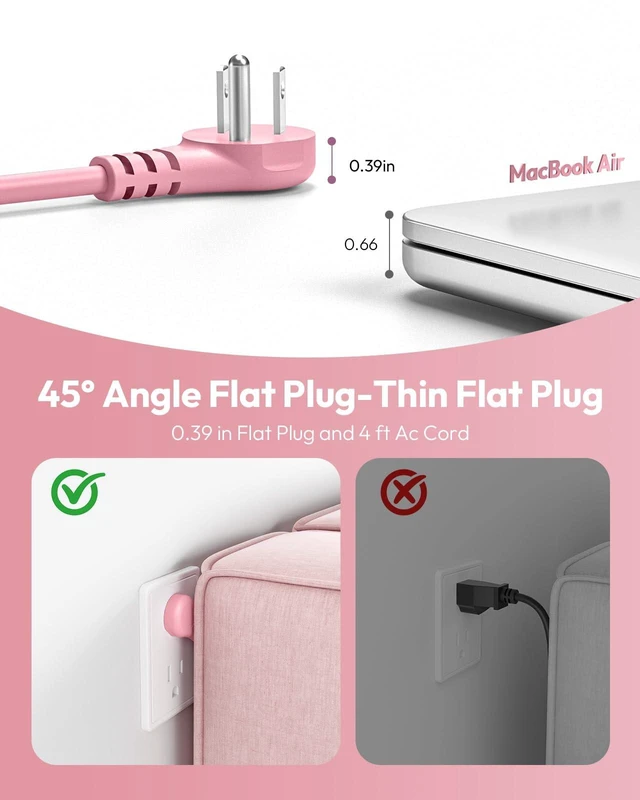Alt view image 6 of 6 - Pink Travel Power Strip,Travel Essentials 4 Outlets 3 USB(1 C) with 4FT Wrapped Extension Cord Flat Plug, Cruise Essentials 2026 for Hotel Travel Cruise Essentials