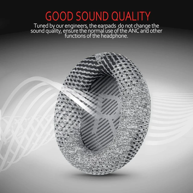 Alt view image 4 of 6 - Earpads for Bose QC35 & QC45, Breathable Soft Fabric, Gray Fits QC45/QC35 II/QC25/QC2/QC15/AE2/AE2i/AE2w/SoundLink Headphones; Soft Memory Foam Bose Headphones Replacement Ear Pads