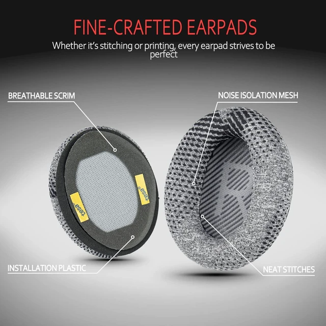 Alt view image 3 of 6 - Earpads for Bose QC35 & QC45, Breathable Soft Fabric, Gray Fits QC45/QC35 II/QC25/QC2/QC15/AE2/AE2i/AE2w/SoundLink Headphones; Soft Memory Foam Bose Headphones Replacement Ear Pads