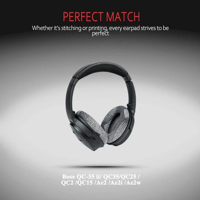 Alt view image 6 of 6 - Earpads for Bose QC35 & QC45, Breathable Soft Fabric, Gray Fits QC45/QC35 II/QC25/QC2/QC15/AE2/AE2i/AE2w/SoundLink Headphones; Soft Memory Foam Bose Headphones Replacement Ear Pads