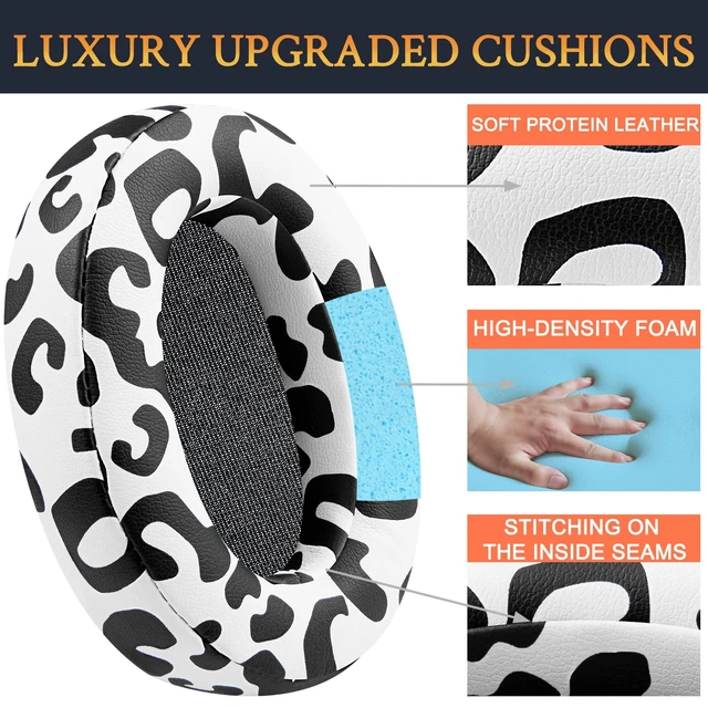 Alt view image 4 of 5 - Earpads for Sony WH-XB900N/WH-CH710N/WH-CH720N/WH-RF400/MDR-RF895RK Headphones, Ear Pads Cushions with Soft Protein Leather, High Density Foam - Snow Leopard