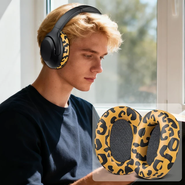 Alt view image 5 of 5 - Earpads for Sony WH-XB900N/WH-CH710N/WH-CH720N/WH-RF400/MDR-RF895RK Headphones, Ear Pads Cushions with Soft Protein Leather, High Density Foam - Tiger Stripes