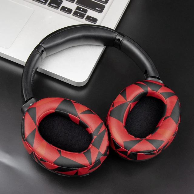 Alt view image 4 of 7 - Earpads for Sony WH-XB900N/WH-CH710N/WH-CH720N/WH-RF400/MDR-RF895RK Headphones, Ear Pads Cushions with Soft Protein Leather, High Density Foam - Red Storm