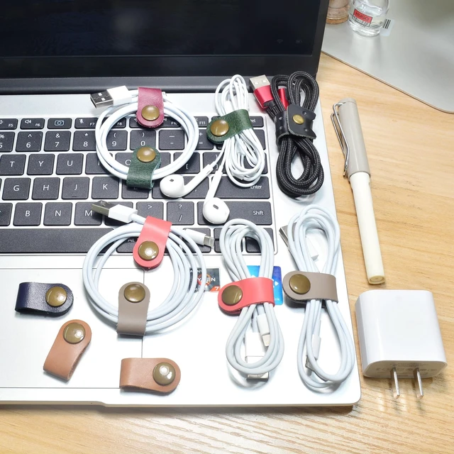 Alt view image 7 of 7 - Cord Organizer,Cord Keeper,Cable Organizer USB Holder,Cable Management,Cable Straps,Earbud case,wrap Headset Winder,Phone Earphone Clips Ties Stocking Stuffers for Men Gifts