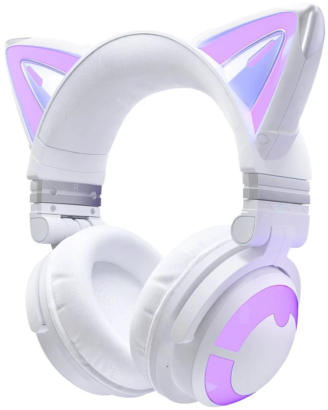 Main image of YOWU Cat Ear Headphones CE, Wired/Wireless Headphones with Seamless Live Sound Experience for PC/PE/Switch, Built-in Mic & Customizable RGB Light Effect for Anime Lovers(White)