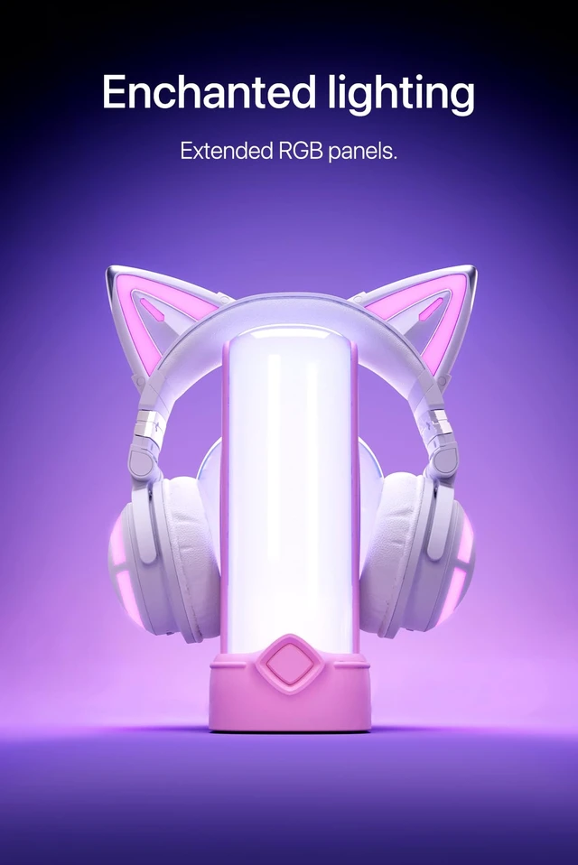 Alt view image 5 of 7 - YOWU Cat Ear Headphones CE, Wired/Wireless Headphones with Seamless Live Sound Experience for PC/PE/Switch, Built-in Mic & Customizable RGB Light Effect for Anime Lovers(White)