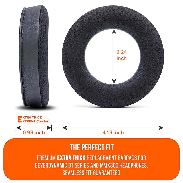 Alt view image 5 of 7 - Freeze DT770 - Cooling Gel Ear Pads for Beyerdynamic DT770 & DT990 Made by Wicked Cushions Also fits DT880, MMX300, DT1770 & DT1990. Sport Fabric, Enhanced Foam Black