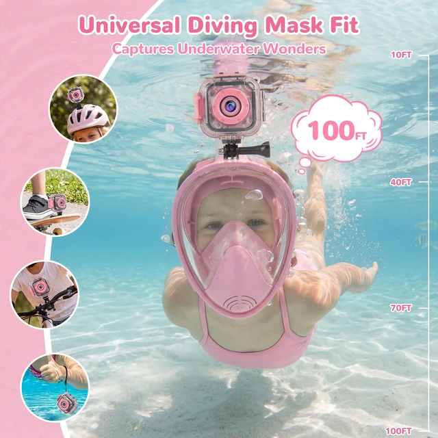 Alt view image 2 of 7 - Kids Waterproof Camera, IP68 Video Camera Birthday Gift Girls 3-12 Children Digital Video Travel Camcorder with 32G Card, 1080P Undewater Action Camera Toy for Pool, Beach, Bike, Skateboarding