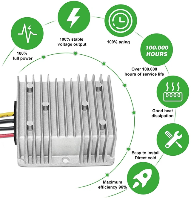 Alt view image 3 of 7 - DC 24V Step Down to 12V 30A 360W Converter Regulator Waterproof Buck Power Supply Reducer Regulator Transformer Voltage Module for Golf cart Club car