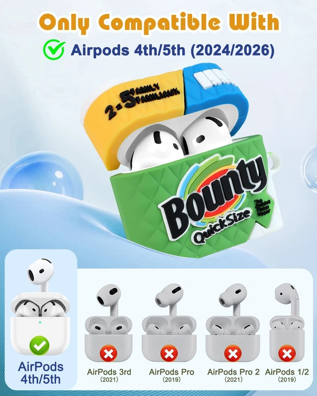 Alt view image 2 of 6 - for AirPods 5th/4th Case, Cute 3D Cartoon Silicone Cover, Green Shock-Absorbing Protection, Secure Keychain, Cleaner Kit Included, Soft-Touch Finish, Easy Carry for Women, Girls and Teens