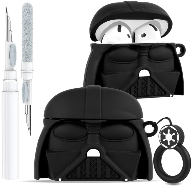 Main image of for AirPods 5th/4th Case, Cute 3D Cartoon Silicone Cover, Black Hero Shock-Absorbing Protection, Secure Keychain, Cleaner Kit Included, Soft-Touch Finish, Easy Carry for Women, Girls and Teens
