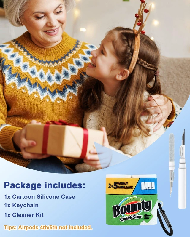 Alt view image 6 of 6 - for AirPods 5th/4th Case, Cute 3D Cartoon Silicone Cover, Green Shock-Absorbing Protection, Secure Keychain, Cleaner Kit Included, Soft-Touch Finish, Easy Carry for Women, Girls and Teens