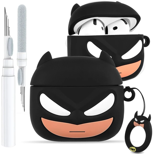 Main image of for AirPods 5th/4th Case, Cute 3D Cartoon Silicone Cover, Black Bat Shock-Absorbing Protection, Secure Keychain, Cleaner Kit Included, Soft-Touch Finish, Easy Carry for Women, Girls and Teens