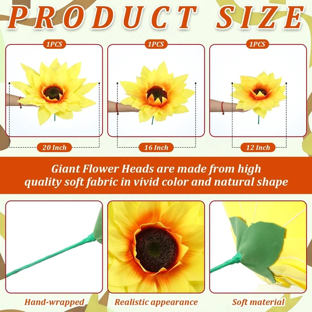Alt view image 2 of 6 - 3 Pcs Giant Flowers, Paper Flowers Extra Large Sunflowers Extra Large Petals for Event Decor, Wedding Birthday Backdrop, Home Centerpieces, Party Photo Booth
