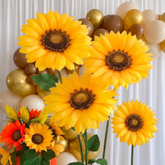 Alt view image 3 of 6 - 3 Pcs Giant Flowers, Paper Flowers Extra Large Sunflowers Extra Large Petals for Event Decor, Wedding Birthday Backdrop, Home Centerpieces, Party Photo Booth