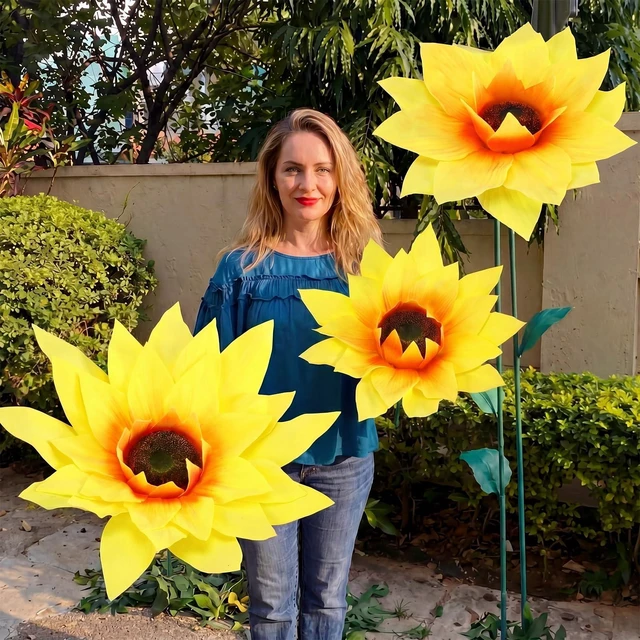 Alt view image 5 of 6 - 3 Pcs Giant Flowers, Paper Flowers Extra Large Sunflowers Extra Large Petals for Event Decor, Wedding Birthday Backdrop, Home Centerpieces, Party Photo Booth