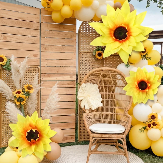 Alt view image 6 of 6 - 3 Pcs Giant Flowers, Paper Flowers Extra Large Sunflowers Extra Large Petals for Event Decor, Wedding Birthday Backdrop, Home Centerpieces, Party Photo Booth