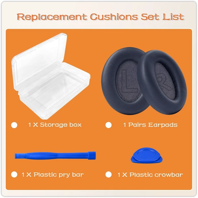 Alt view image 4 of 7 - Replacement Ear Pads for Anker Soundcore Life Q20/Q20i/Q20BT/Q20+/Life 2 Headphones, Replcement Earpads Ear Cushions Ear Cups Cover Repair Parts (Midnight Blue)