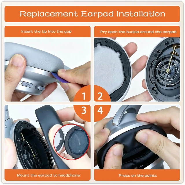 Alt view image 5 of 7 - Replacement Ear Pads for Anker Soundcore Life Q20/Q20i/Q20BT/Q20+/Life 2 Headphones, Replcement Earpads Ear Cushions Ear Cups Cover Repair Parts (Midnight Blue)