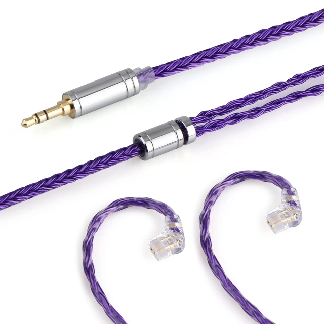 Alt view image 7 of 7 - Tripowin Zonie 16 Core SilverPlated IEM Cable, Recessed 2pin, 3.5mm 1.25m SPC in Ear Monitor Wire, Earphone Upgraded Cords for ZS10 PRO 2 AS10 PRO ZSN PRO X Waner SIMGOT EM6L, Violet