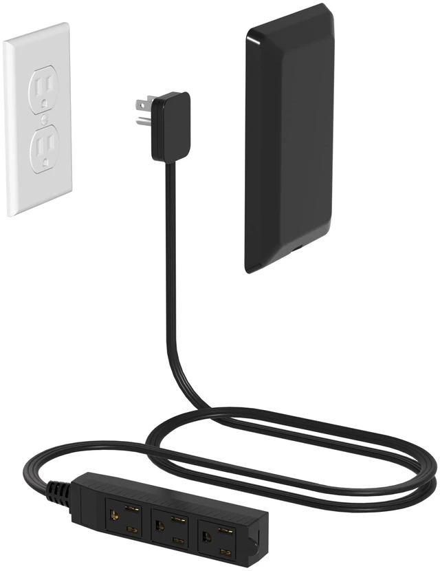 Main image of Flat Plug Power Strip, 3 AC Outlets, 3FT Ultra Thin Flat Extension Cord, Space-Saving Outlet Extender for Behind Furniture, Under Desks, Home Office & Dorm Rooms (Black 3ft)
