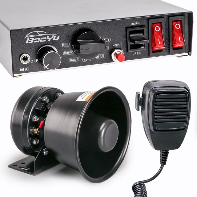 Main image of 12V 9 Tones Siren Horn Emergency Sirens PA System for Tow Trucks, Construction Vehicles, Roadside Assistance, Oversized Cargo Transport Vehicles
