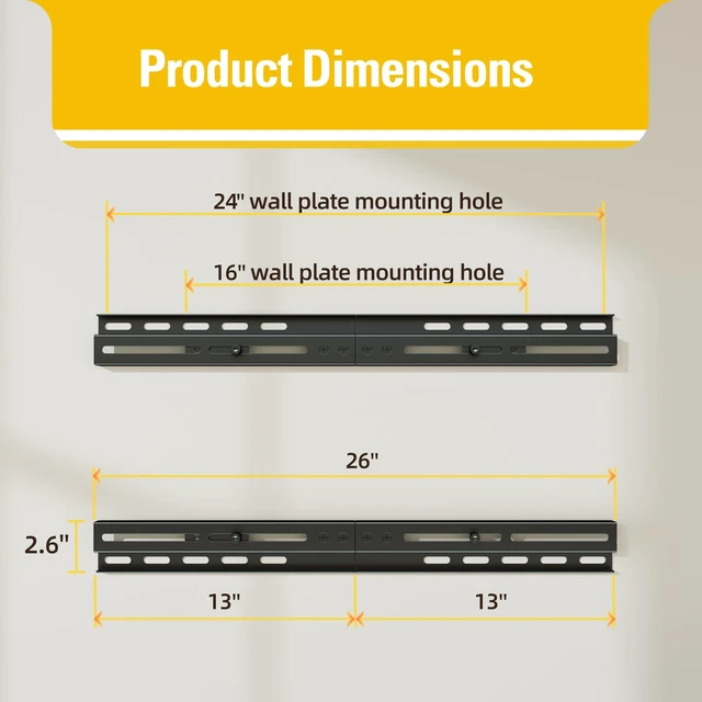 Alt view image 2 of 7 - MD MD5231 TV Wall Mount Extended Bracket for 16 Wall Plate, Fitting 18 - 24 Wood Stud, Max Loading Capacity of 154 LB