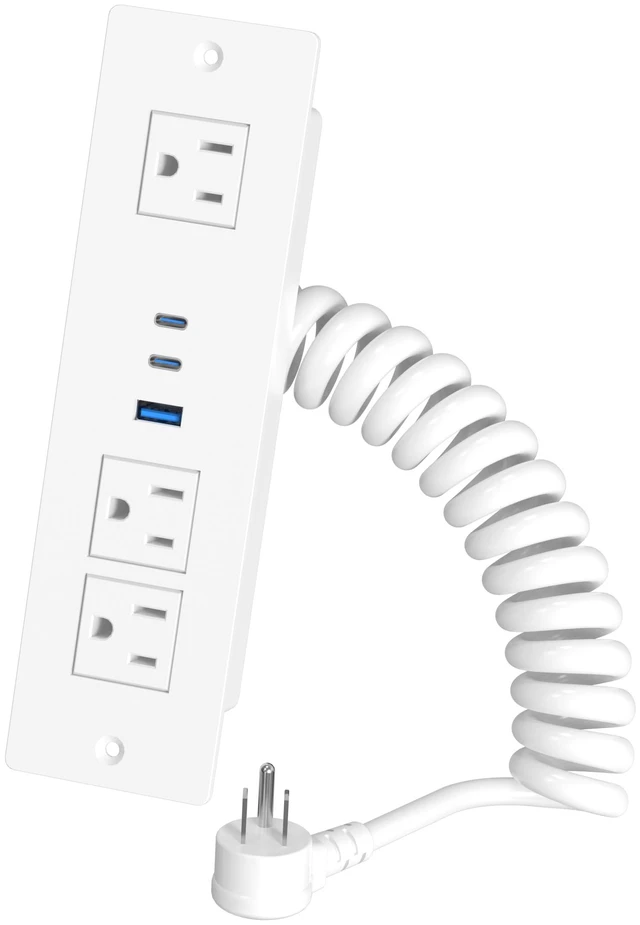 Main image of Drawer Outlet Kit with 65W USB C Fast Charging Station Recessed Power Outlet with 3 USB Ports & 3 AC Outlets, Furniture Flush Mount Power Strip for Home Office,6FT White Cord
